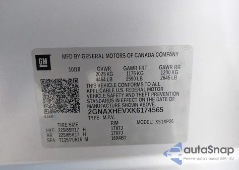 2019 Chevrolet Equinox Ls from USA, damaged, VIN 2GNAXHEVXK6174565